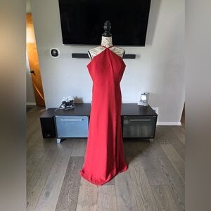 Womens Plus Size Azazie Burnt Orange Red Halter Neck Formal Gown Size 18 Dress